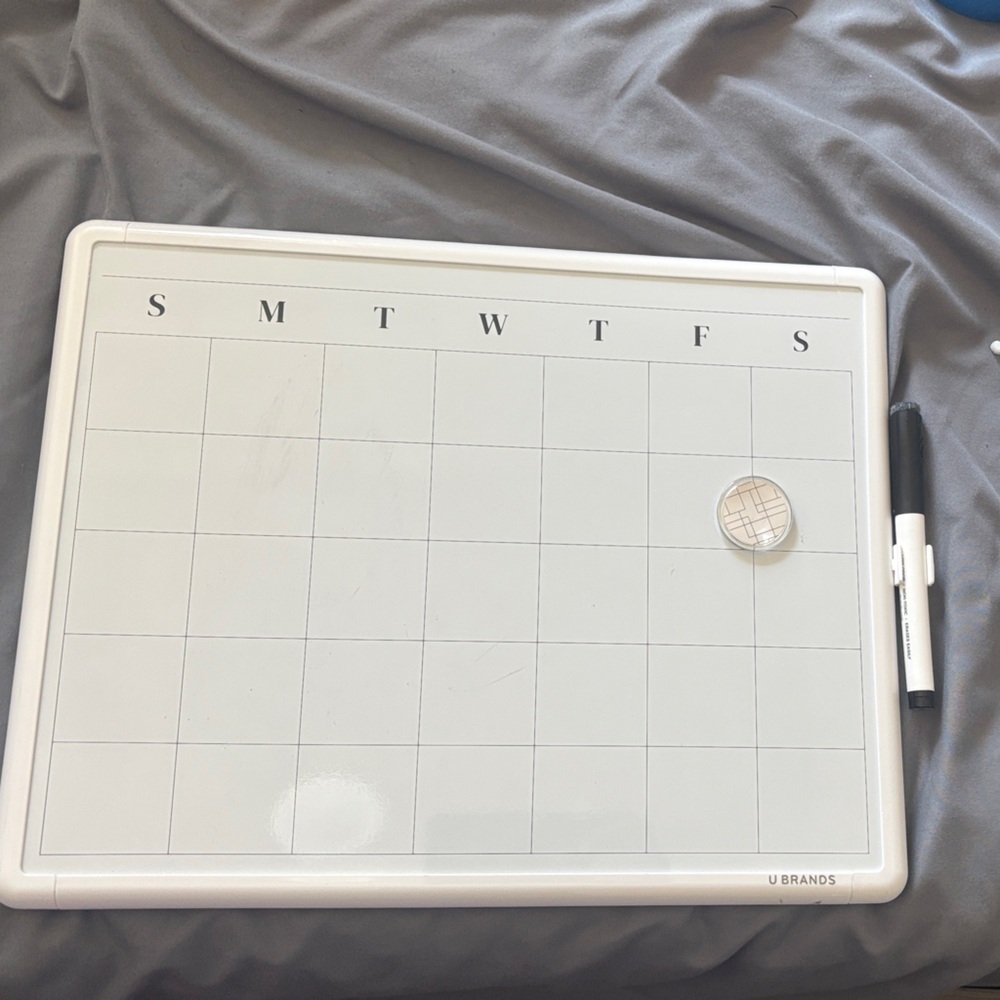 White Grid Dry Erase Monthly Calendar Board